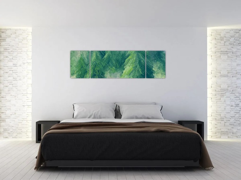 Obraz - Malowane drzewa iglaste (170x50 cm)