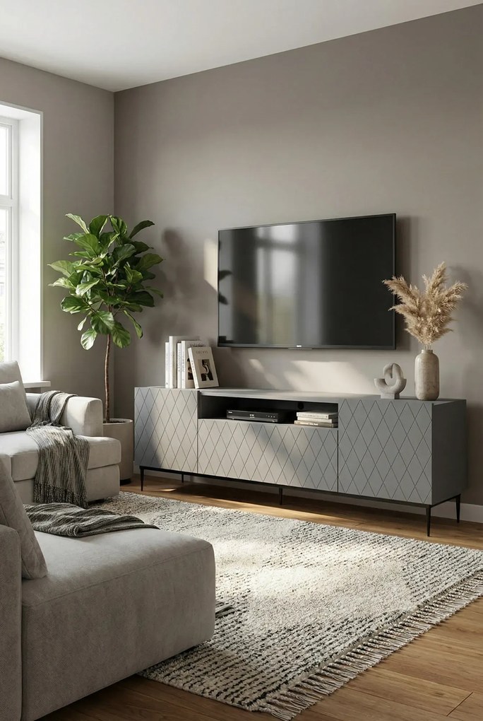 Szafka rtv grafit mat + czarna rama G0-S64