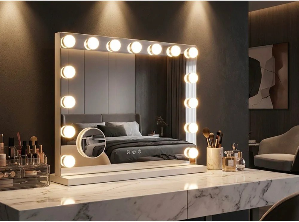 Lustro ścienne w oświetleniem i półką 55x43 cm Hollywood – Mauro Ferretti