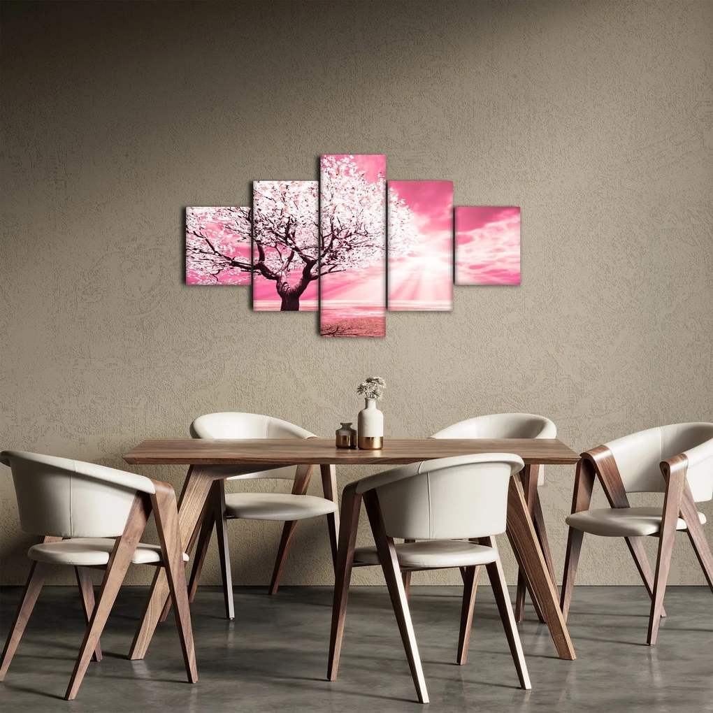 Różowy obraz drzewa (125x70 cm)