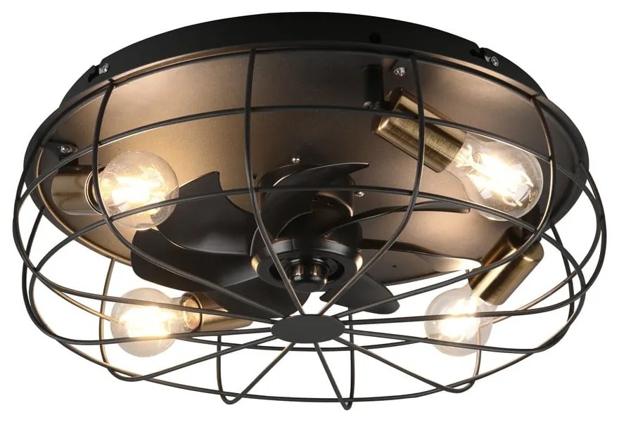 Lampa sufitowa ze zdalnym sterowaniem/z wentylatorem w kolorze matowej czerni Trondheim – Trio