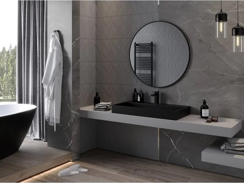 Mexen Loft lustro łazienkowe okragłe 90 cm, rama czarna - 9850-090-090-000-70