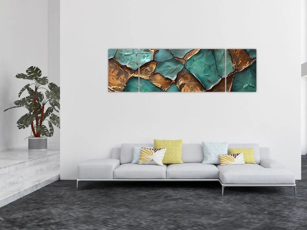 Obraz - Zielono-złoty obraz (170x50 cm)