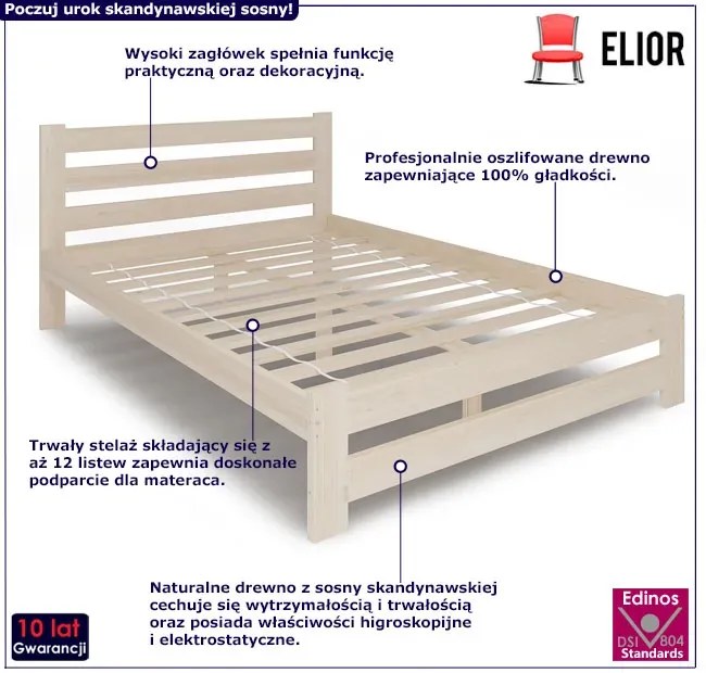 Drewniane łóżko z sosny skandynawskiej 120x200 F3-D06