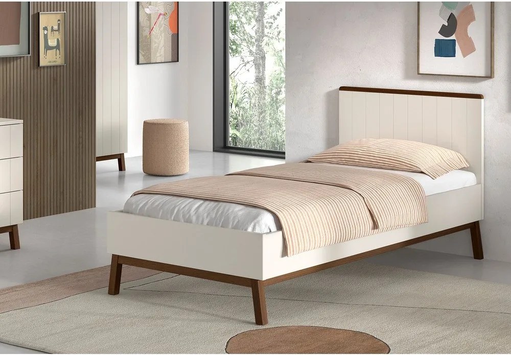 Beżowe łóżko dziecięce z litego drewna sosnowego bez stelaża 90x200 cm Sezane – Vipack