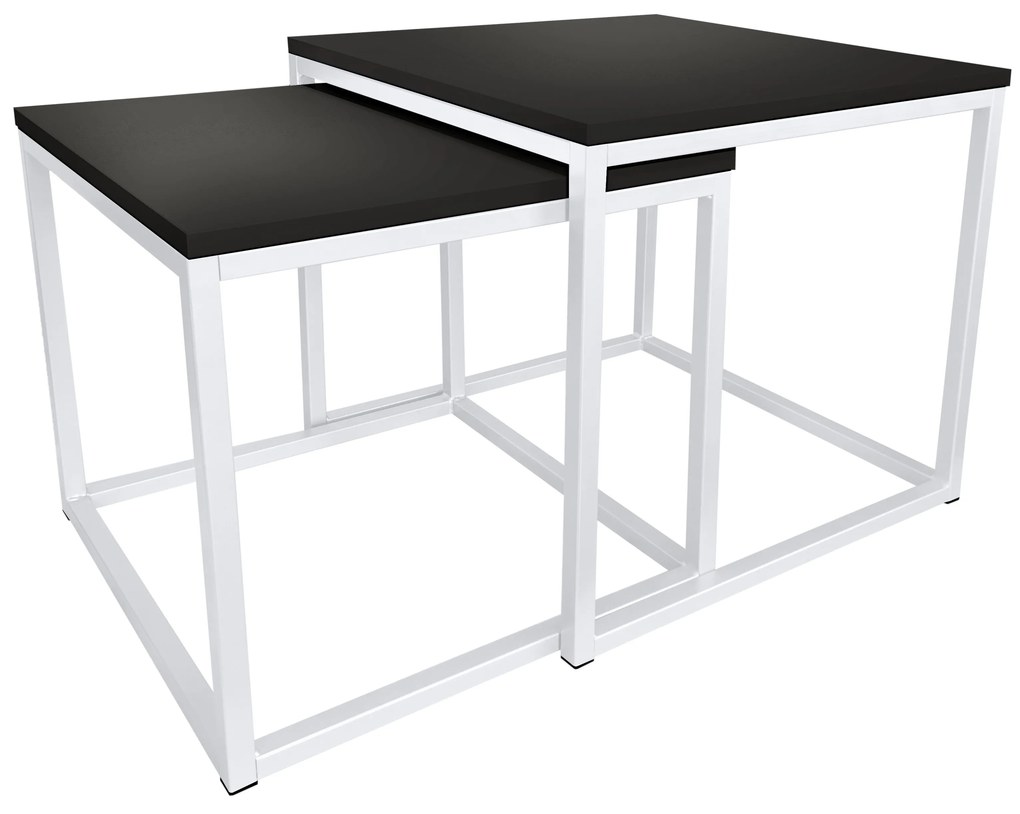 Stolik kawowy 2W1 czarny podstawa biała