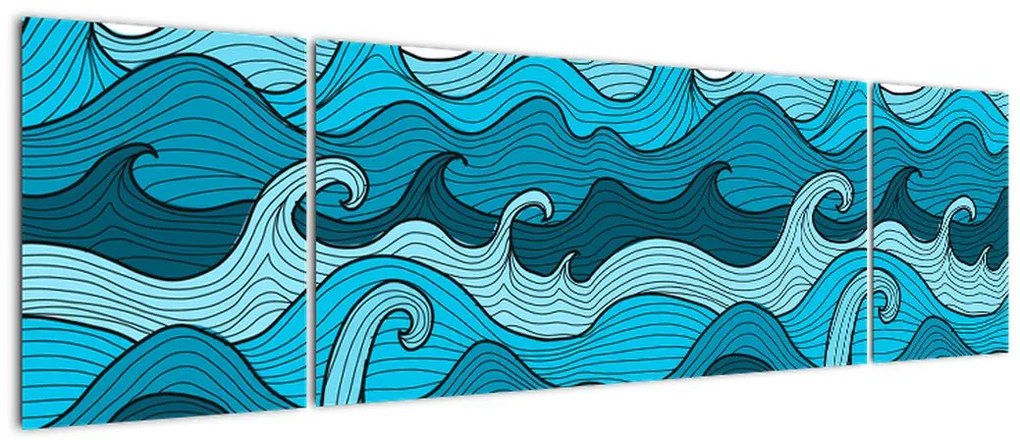 Obraz - Abstrakcja, morze (170x50 cm)