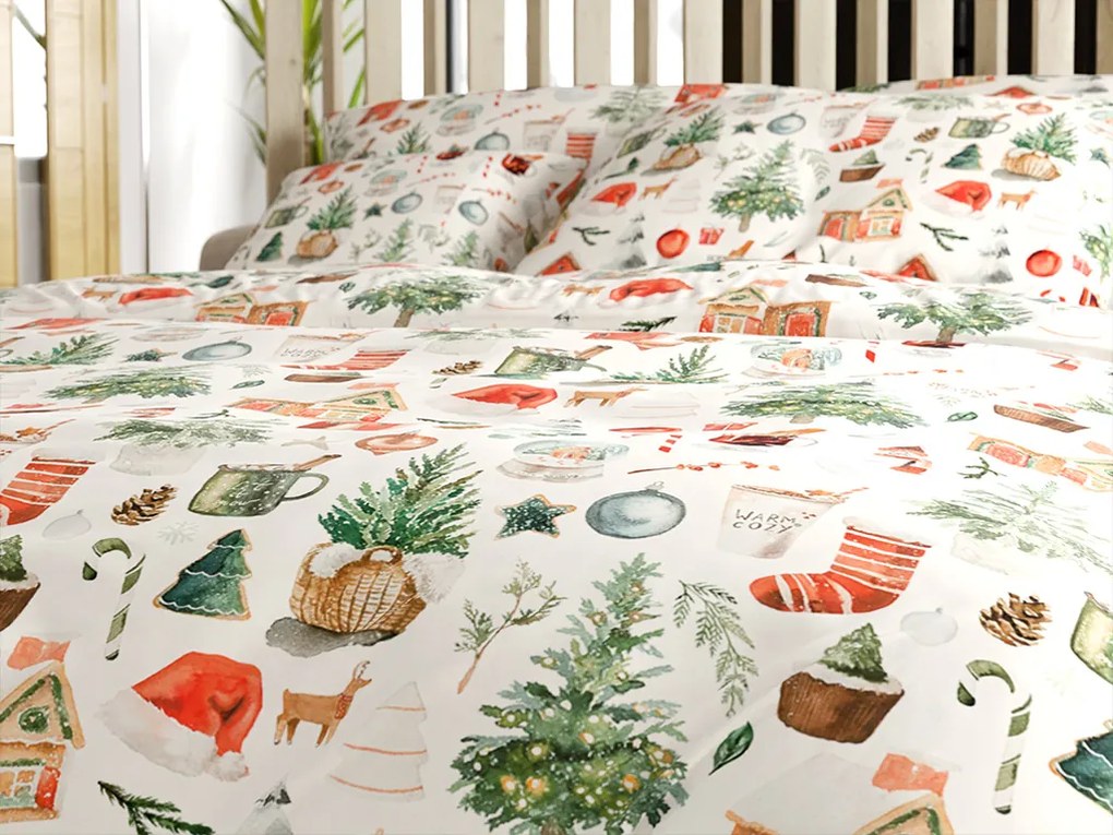 PrzytulneMieszkanie.pl PrzytulneMieszkanie.pl Pościel z mikrofibry FESTIVE MAGIC w kolorze białym Rozmiar pościeli: 2 szt 70 x 90 cm | 200 x 220 cm