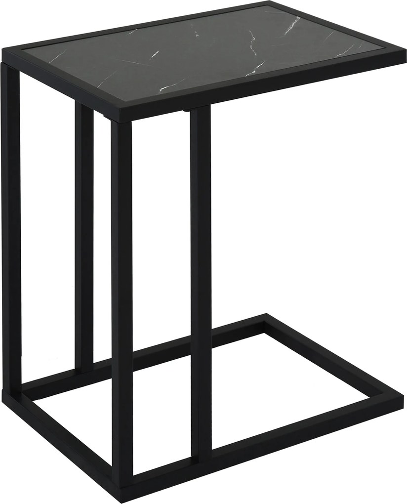 HOMCOM Stolik Boczny w Kształcie Litery C, Oszczędność Miejsca, Nocny/Coffee Table, Imitacja Marmuru, 45 x 30 x 51,5 cm