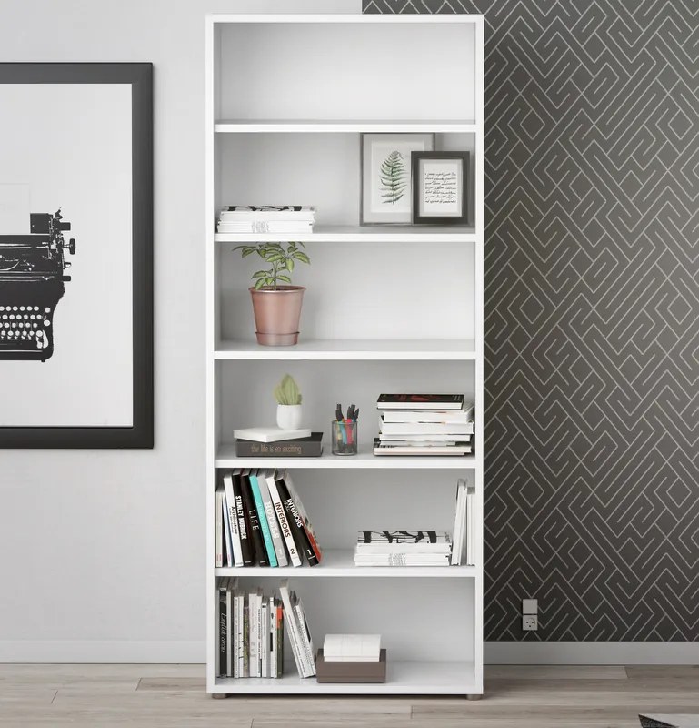 Wysoki regał do biura Prima 5 biały