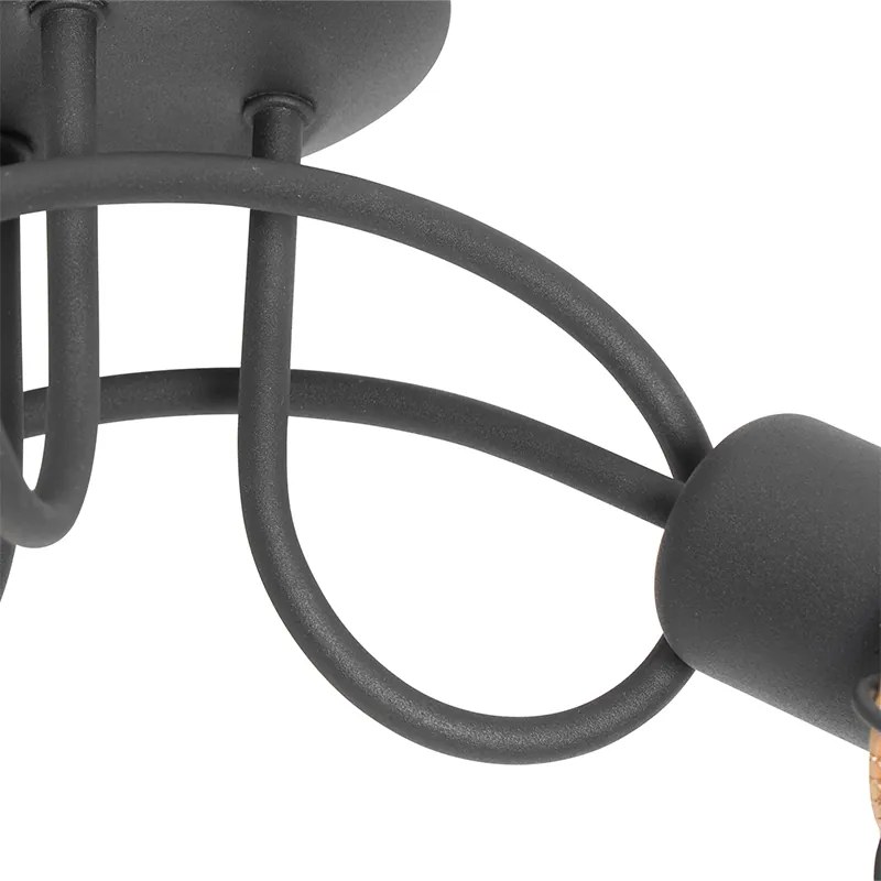 Designerska lampa sufitowa czarna ze złotem 3-światła - NoudDesignerski Oswietlenie wewnetrzne
