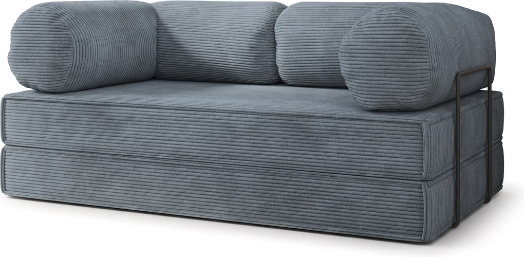 Masseno Sofa piankowa ALVIO z funkcją spania, Kanapa z pianki do salonu, Bezmontażowa, Tkanina sztruksowa – Szary POSO 60