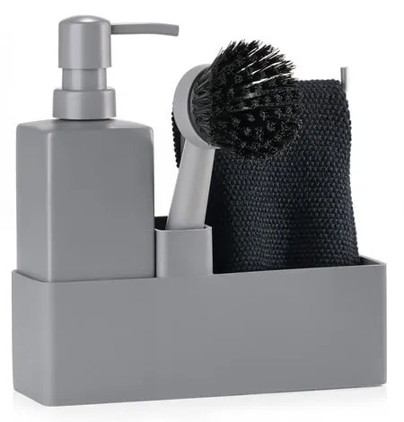 Szary plastikowy/silikonowy stojak na akcesoria do mycia naczyń Singles – Zone