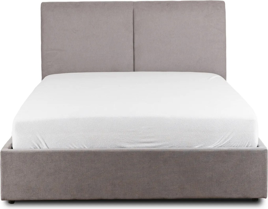 Łóżko Tapicerowane 140x200 cm MARSYLIA ze Stelażem i Pojemnikiem Dwuosobowe Szare