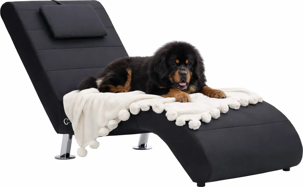 Czarny nowoczesny szezlong z funkcją masażu A5-T47