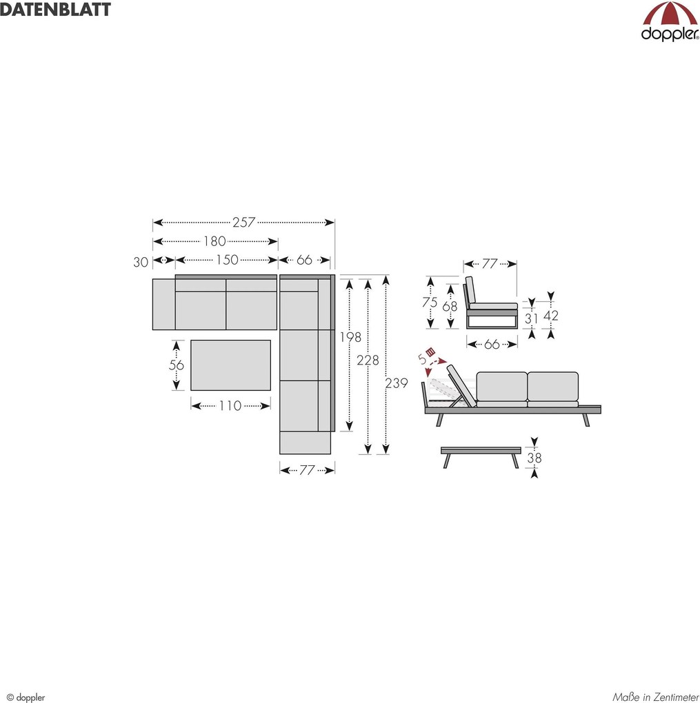 Doppler LIVORNO LOUNGE SET - narożny zestaw ogrodowy - Towar rozpakowany (N638)