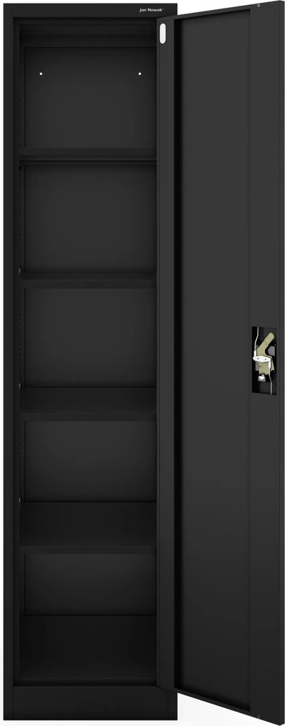 Szafa na akta kartotekowa na klucz czarna, 450x1850x600 mm: ALEX D600