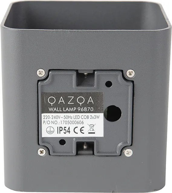 Nowoczesna lampa ścienna ciemnoszara z LED IP54 kwadratowa - Evi