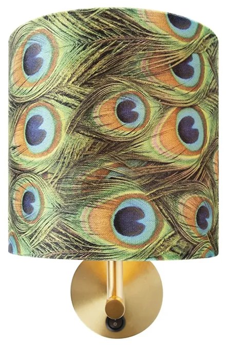Lampa ścienna w stylu vintage złota z abażurem welurowym 20/20/20 Peacock - Combi Nowoczesny Oswietlenie wewnetrzne