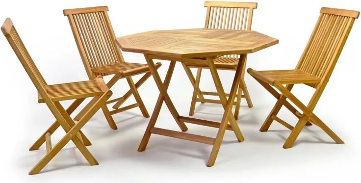 Składany stół DIVERO z drewna tekowego Ø 100 cm