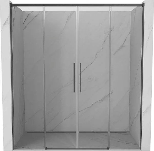 Mexen Rox Duo drzwi prysznicowe rozsuwane 170 cm, transparent, gun gray szczotkowany - 8C2-170-002-66-00