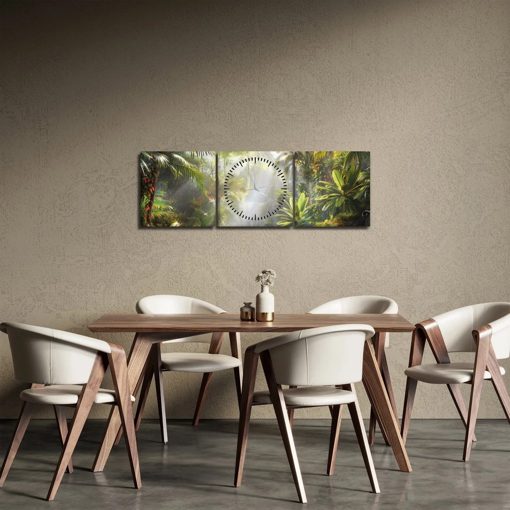 Obraz - Tropikalny las deszczowy (z zegarem) (90x30 cm)
