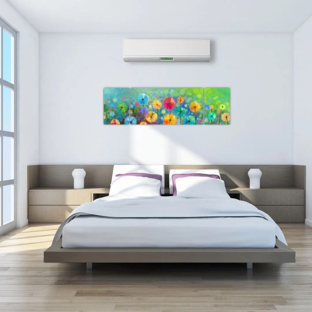 Obraz - Abstrakcyjne kwiaty (170x50 cm)