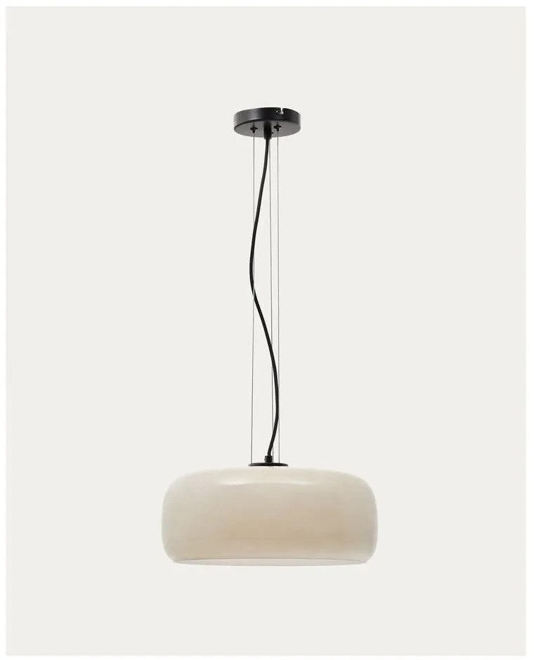 Szarobeżowa lampa wisząca LED ze szklanym kloszem ø 38 cm Reig – Kave Home