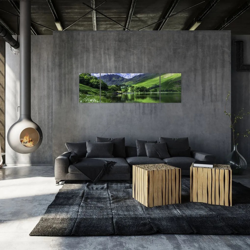 Obraz - Krajobraz z jeziorem (170x50 cm)