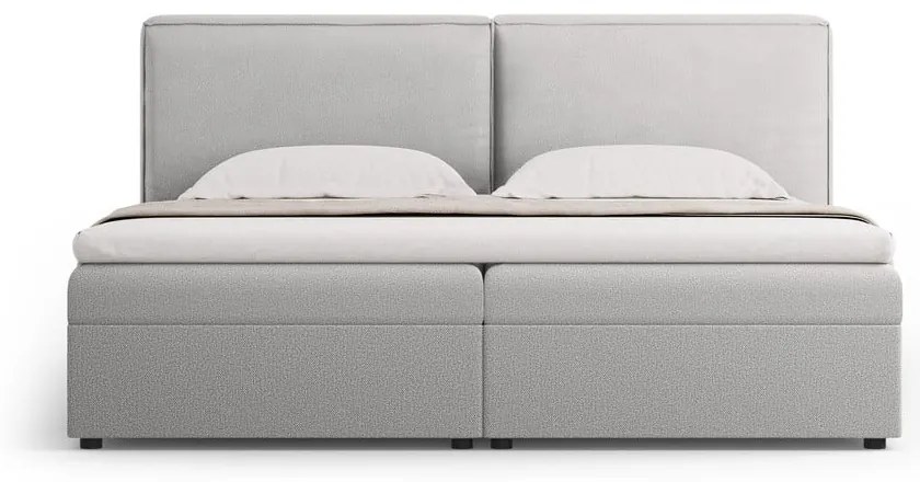 Jasnoszare łóżko boxspring ze schowkiem 180x200 cm Arendal – Cosmopolitan Design