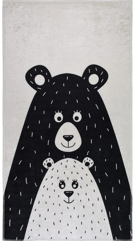 Czarno-biały dywan dziecięcy odpowiedni do prania 160x230 cm Bear Family – Vitaus