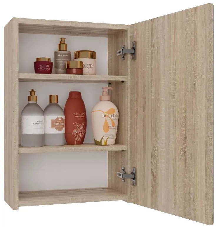 Szafka łazienkowa z lustrzanym frontem dąb sonoma H4-A49