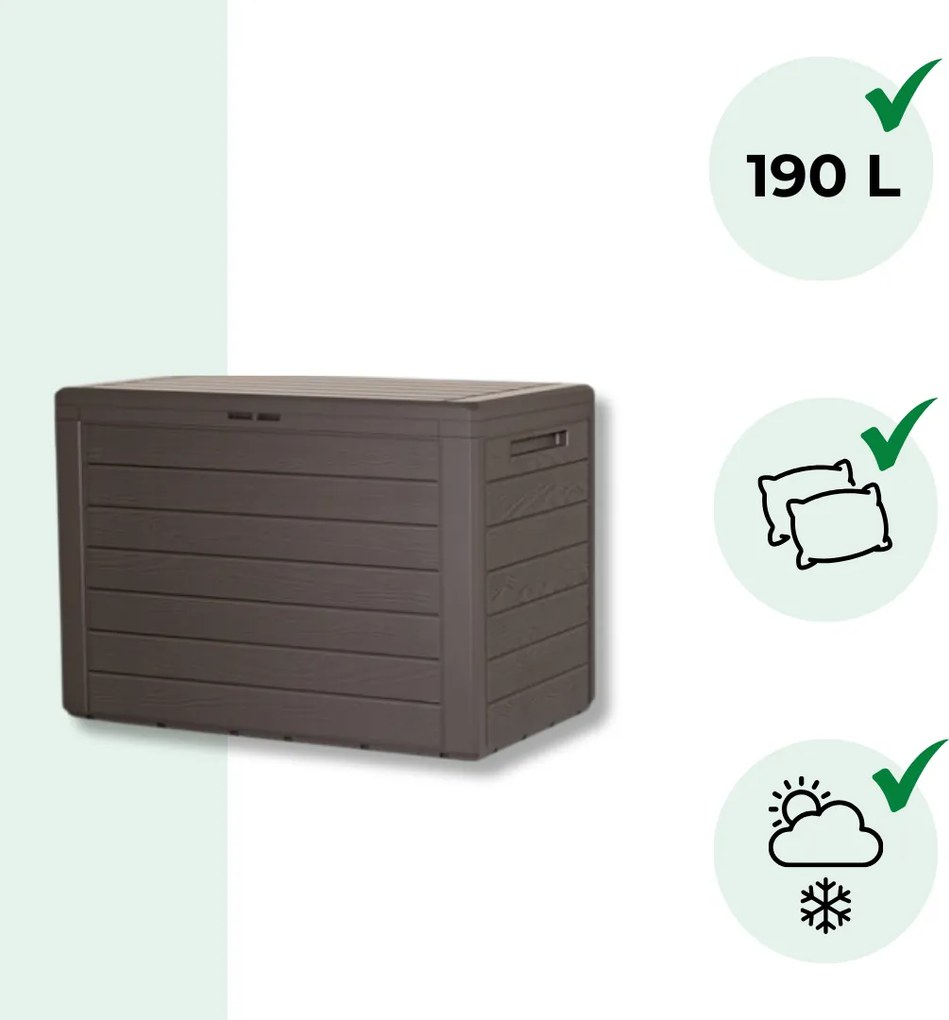 Pojemnik do przechowywania WOODEBOX, 190L, 78x44x55cm, ciemny brąz Prosperplast