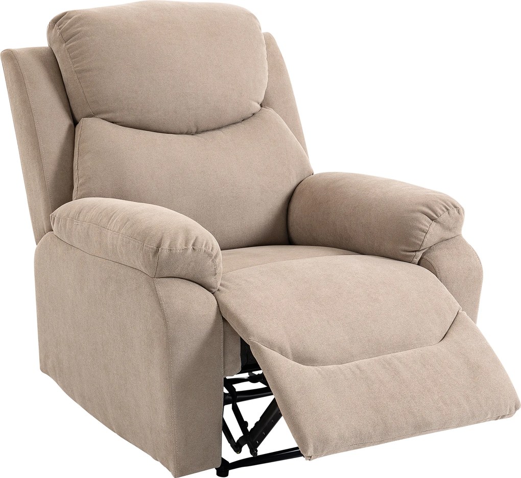 HOMCOM Ręczny fotel wypoczynkowy, nowoczesny fotel w wyglądzie lnu z grubą tapicerką, tapicerowane podłokietniki i podnóżek, beżowy | Aosom PL