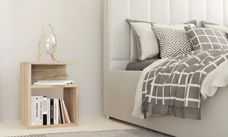 Stolik nocny minimalistyczny dąb sonoma - Bax