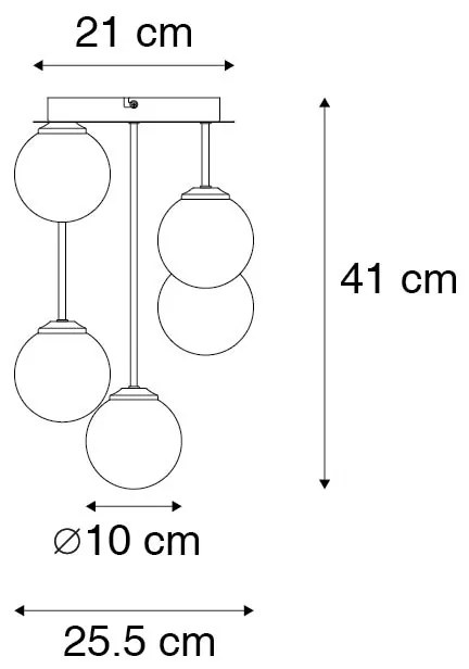 Nowoczesna lampa sufitowa czarna ze złotym 5-świateł - Athens Wire