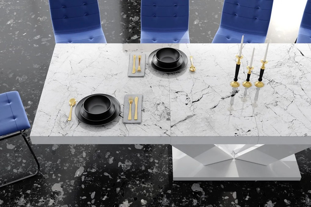 Stół z marmurowym blatem w połysku Viva 2 Hubertus