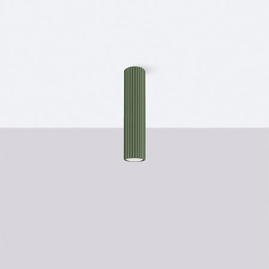 Lampa sufitowa minimalistyczny Gloow, aluminium - 1 źródło światła 4000K - L.6.5 x H.30 cm - zielony oliwkowy