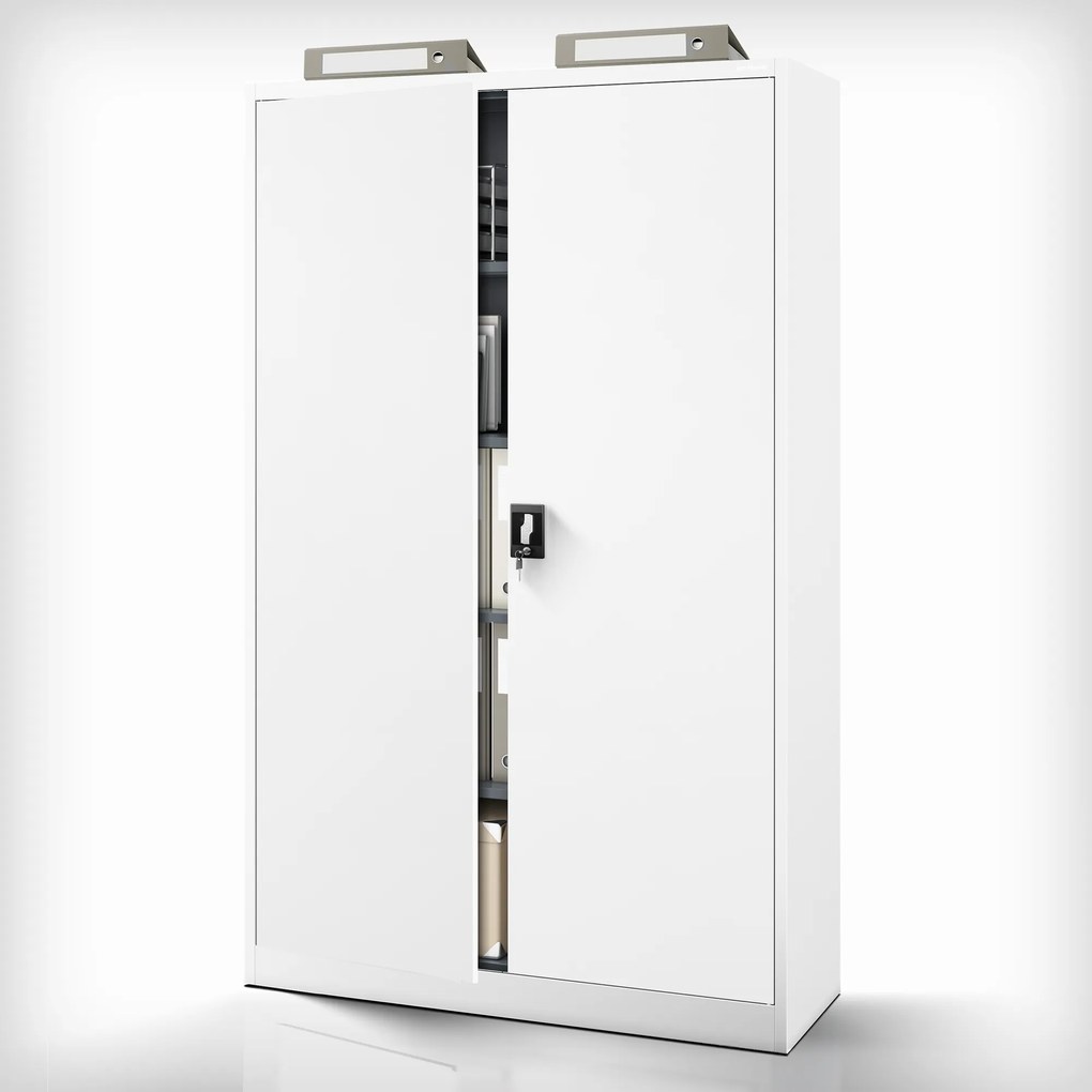 Szafa biurowa metalowa na akta biała JAN II, 1150 x 1850 x 400 mm