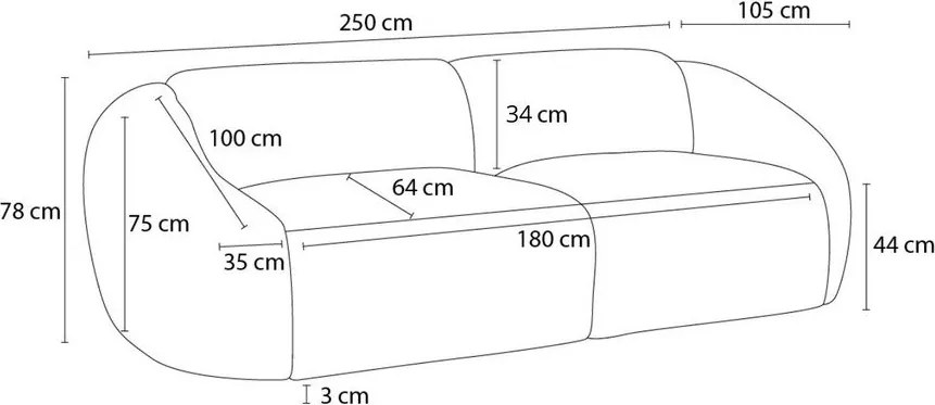 Ciemnoniebieska sztruksowa sofa 250 cm Tina – Bobochic Paris