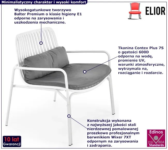 Białe nowoczesne krzesło ogrodowe - Pati