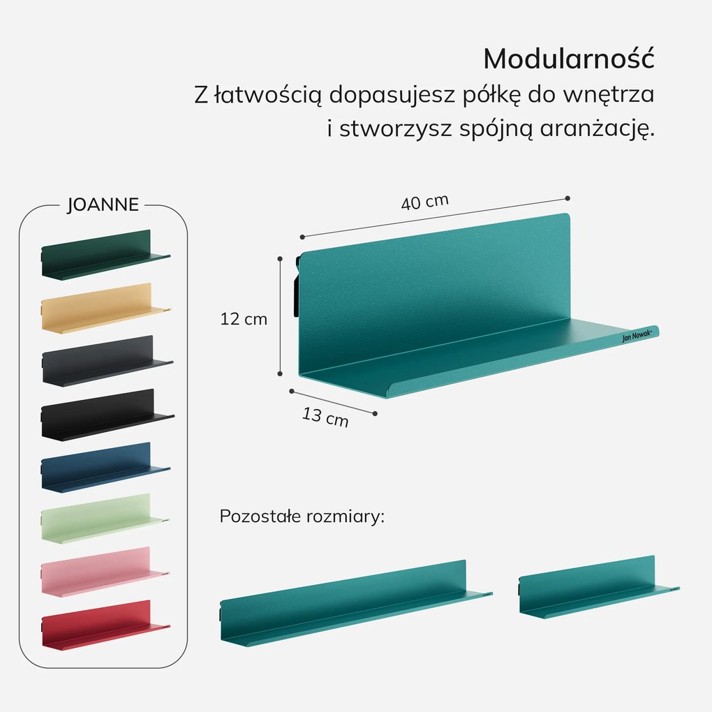Półka wisząca metalowa morska, 400 mm: JOANNE Modern