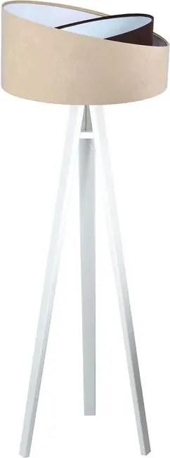 Beżowo-biała drewniana lampa stojąca - S026 B0-D15