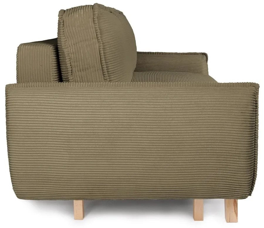 Zielona sztruksowa rozkładana sofa 218 cm Tori – Bonami Selection