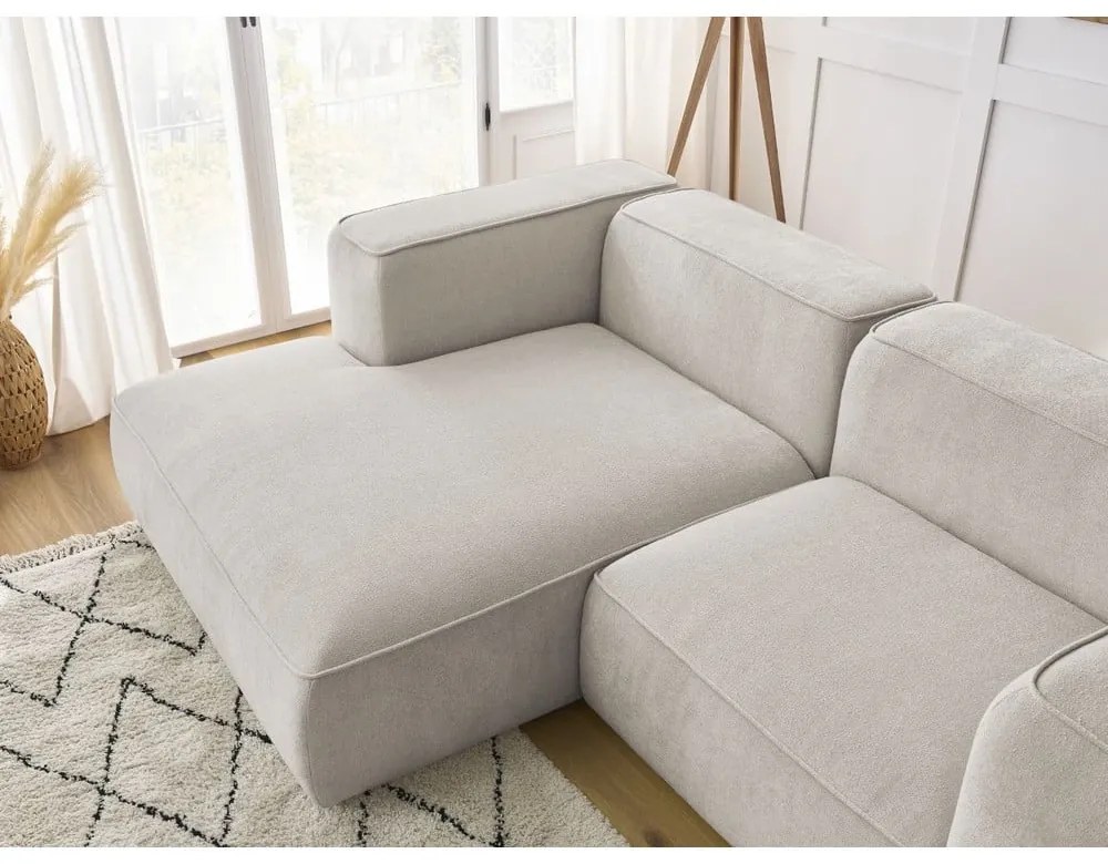 Beżowy narożnik z materiału bouclé (lewostronny) Zephyr – Bobochic Paris