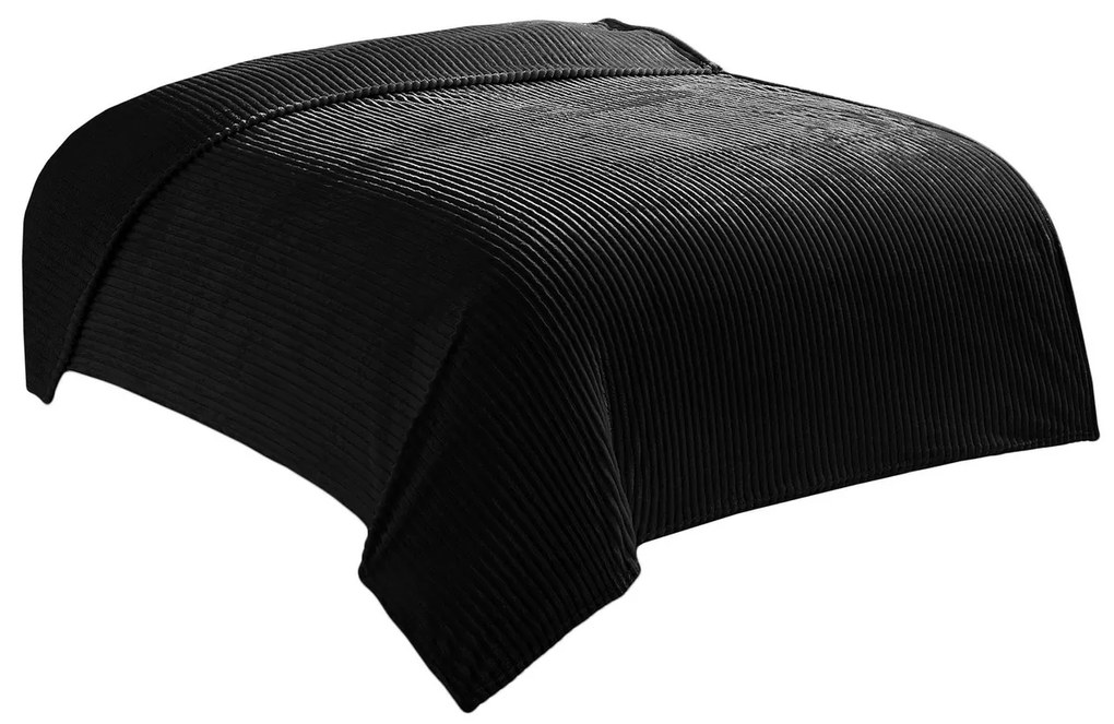 Narzuta 160 x 200 Czarna Prążkowana