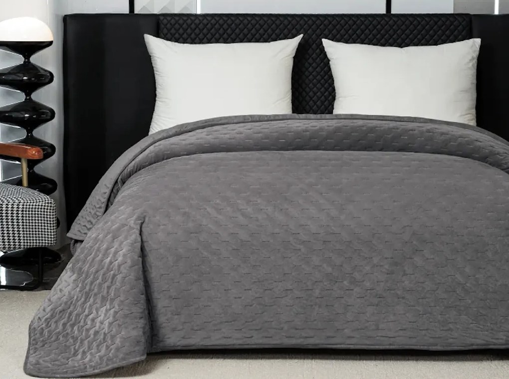 Aksamitna narzuta na łóżko ASTRALIA, szara Rozmiar: 200 x 220 cm