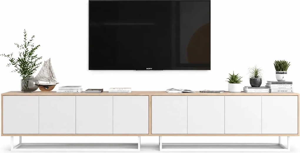 Zestaw zamykanych szafek rtv dąb wotan + biały E3-G43