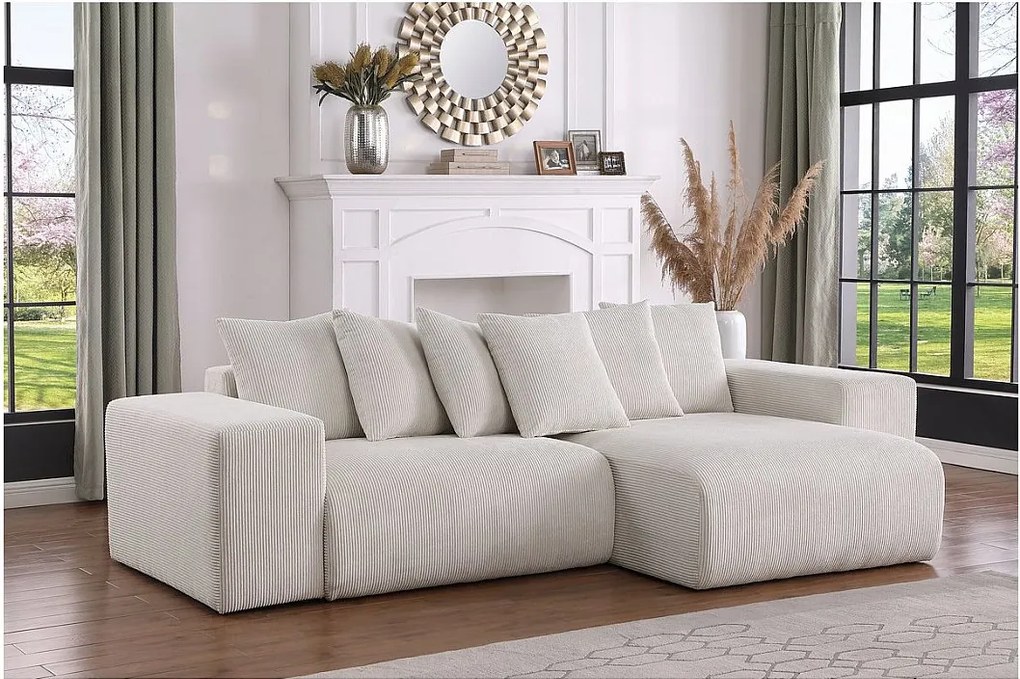 Narożnik sztruksowy "Rivoli" - 312 x 176 x 49 cm - Beżowy