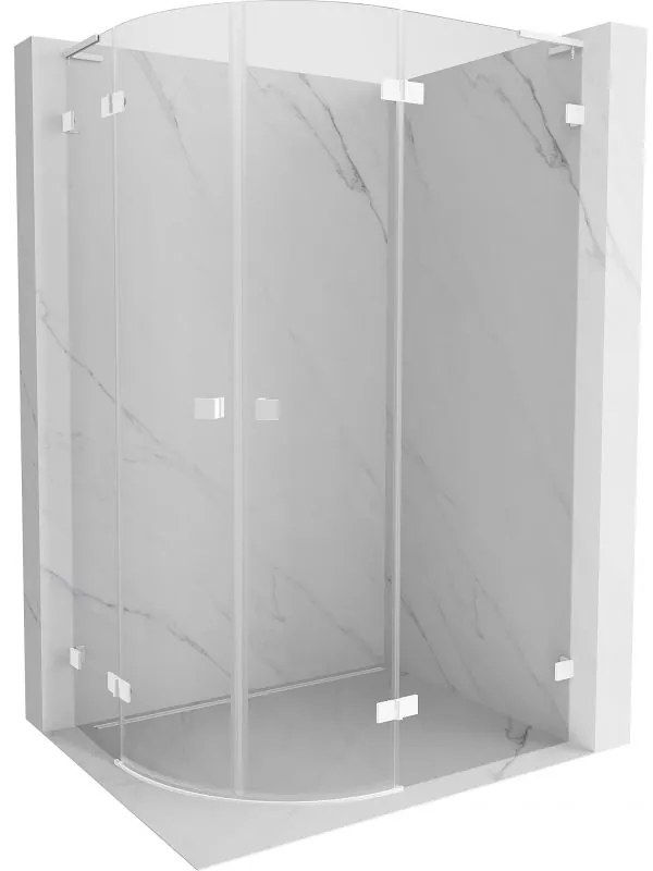Mexen Lunar L kabina prysznicowa półokrągła uchylna prawa 80 x 70 cm, transparent, biała - 833L-080P-070L-20-00